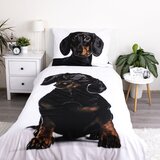 Jerry Fabrics Črno-bela enojna bombažna otroška posteljnina 140x200 cm Dachshund – | Shoptok.si