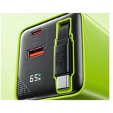WEKOME WP-U39 Superbrzi Strujni GaN punjač, 2-porta USB (3.0 i 3.1 tip C) 65W sa displlejom i USB 3.1 tip C kablom 0.8m, žuti | ePonuda.com
