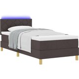 vidaXL Postelja s šprungom z vzmetnico in LED, temno rjava, 90x190 cm, tkanina, (22083892) | Shoptok.si