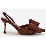 Boto High heels with open heels and bow Brown Eklevia | shoptok.hr
