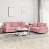  2-dijelni set sofa s jastucima ružičasti baršunasti Cijene