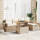 vidaXL 6-dijelni set vrtnih sofa s jastucima bež od poliratana bagrem | shoptok.hr