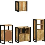 vidaXL Komplet pohištva za kopalnico 4 pcs Rjava Masiven les manga | Shoptok.si