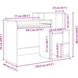 vidaXL Miza z shranjevanjem Črna hrast 120,5x44x88,5 cm Inženirski les | Shoptok.si