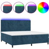  box spring s madracem LED tamnoplavi 200x200 cm baršun | shoptok.hr