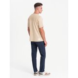 Ombre Men's cotton T-shirt with delicate embroidery - cream | shoptok.hr