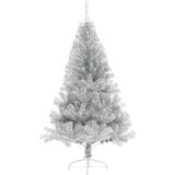  Umetna predhodno osvetljena božična jelka srebrna 120 cm PET | Shoptok.si