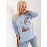 Fashion Hunters A light blue plus-size blouse with slits | Shoptok.si