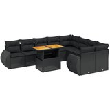 Maison Chic Seti vrtnega pohištva - Vrtna garnitura - Vrtni pohištvo set 10-delna z blazinami črn poli ratan, (21811843) | Shoptok.si