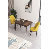 Hanah home trpezarijski set Nil, sto i 2 stolice, ploča u dekoru drveta Baroque, senf žuta tkanina Babyface | Eponuda.com