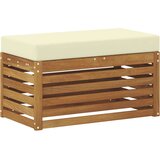  Vanjska stolica klupa s jastukom Prirodna 80 x 43 x 37 cm - Prirodna boja i krem 80 cm Zatvoren prostor za noge | shoptok.hr