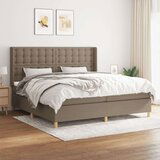  Box spring postelja z vzmetnico taupe 200x200 cm blago | Shoptok.si