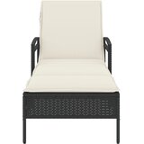  Ležaljka za sunčanje s jastukom crna 63x200x81 cm poliratan | shoptok.hr