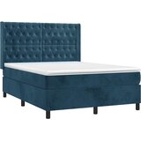 Krevet box spring s madracem LED tamnoplavi 140x190 cm baršun | Eponuda.com