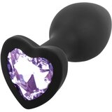 Sunfo - silikonski analni dildo s srčastim kamnom (črno-vijolični) | Shoptok.si