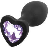 - silikonski analni dildo s srčastim kamnom (črno-vijolični)