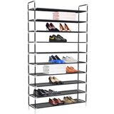 Furnova Stojalo za čevlje s 4 policami kovina in netkano blago črno, (21954434) | Shoptok.si