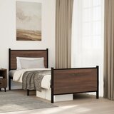 Maison Chic Kovinski Posteljni okvir - Enojna postelja - Postelja za odrasle brez vzmetnice rjavi hrast 90x190 cm, (21695929) | Shoptok.si