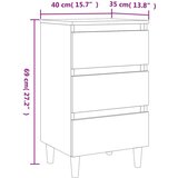  Noćni ormarić s drvenim nogama dimljeni hrast 40 x 35 x 69 cm | shoptok.hr