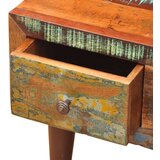  Klubska mizica z zaobljenimi robovi in 1 predalom predelan les, (20712857) | Shoptok.si