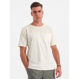 Ombre Men's cotton T-shirt with delicate embroidery - cream | shoptok.hr