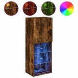 Maison Chic TV omarica - TV stojalo - Televizijska omarica z LED lučkami dimljeni hrast 40,5x30x102 cm, (21700180) Cene