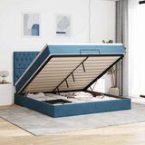vidaXL Otomanski posteljni okvir z vzmetnicami moder 160x200 cm žamet, (22054059) | Shoptok.si