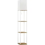 Podna lampa uzglavna s policama metalni okvir sjenilo od tkanine 26x26x159 cm bijela/smeđa