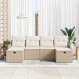 vidaXL 6-delni set vrtnih kavčev z blazinami bež poly rattan | Shoptok.si