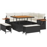 vidaXL Set Vrtnih Sofa od 8 Dijelova s Jastuком Crna Poli Ratan, Set Vrtne Blagovaonice od 3 Dijela s Jastuком Crna Poli Ratan | shoptok.hr