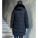 Gemre Black long quilted jacket with detachable sleeves adorned with fur Louis | Shoptok.si