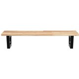  Zidna polica za umivaonik od čelika i masivnog bagremovog drva Smeđa 80 x 40 x 2 cm | shoptok.hr