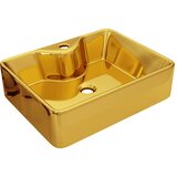 Maison Chic Umivalnik - Kopalna umivalnik - Lavabo z odprtino za pipo 48x37x13,5 cm keramičen zlat, (21684664) Cene