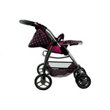Kolica za lutku Alice 2u1 - crna s rozim točkicama | shoptok.hr