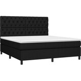  Box spring postelja z vzmetnico LED črna 160x200 cm blago, (20790544) | Shoptok.si