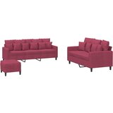  3-dijelni set sofa s jastucima crvena boja vina baršunasti | shoptok.hr