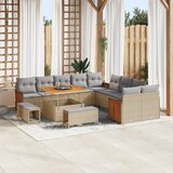 vidaXL set od 13 komada vrtnih sofa s jastucima bež poli ratan akacija | shoptok.hr