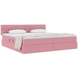  Postelja s shranjevanjem z vzmetnico Roza 200 x 200 cm Žamet, (5000106007) | Shoptok.si