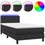  Box spring postelja z vzmetnico LED črna 90x200 cm umetno usnje, (20724075) | Shoptok.si
