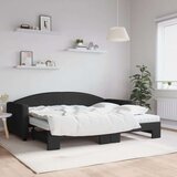 vidaXL Izvlečna dnevna postelja z vzmetnicami črna 90x200 cm blago | Shoptok.si
