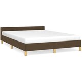The Living Store Posteljni okvir brez vzmetnice temno rjav 140x200 cm tkanina - Posteljni Okvir Z Vzglavjem, (21526014) | Shoptok.si