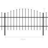 vidaXL vrtna ograda s ukrasnim kopljima (0,75-1) x 6,8 m čelična crna | shoptok.hr