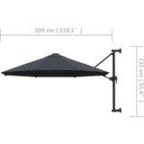  Zidni suncobran s metalnom šipkom 300 cm antracit | shoptok.hr