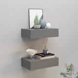 vidaXL Stenska polica s predalom 2 kosa siva 40x23,5x10 cm mediapan Cene