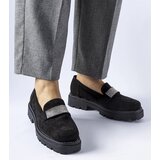 Gemre Black eco-suede moccasins Nicholls with rhinestones | Shoptok.si