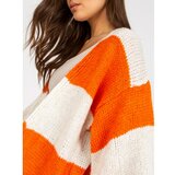 Fashion Hunters Ecru-orange loose knitted cardigan OCH BELLA Cene