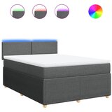 vidaXL Box spring postelja z vzmetnico temno siva 140x200 cm blago, (21305730) | Shoptok.si