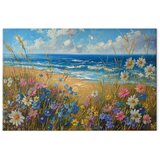  Slika - Seascape – wildflowers and a view of the rough sea 90x60 Premium Print | shoptok.hr