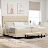  Krevet s opruga kutije s uzglavljem Krema 200 x 200 cm tkanina | shoptok.hr