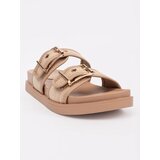 GOODIN Beige flat flip-flops with buckles | Shoptok.si